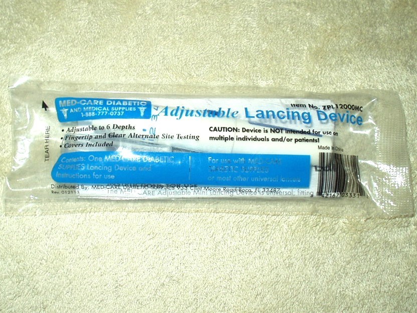 med-care diabetic supplies adjustable lancing device w/ AST cap sealed universal