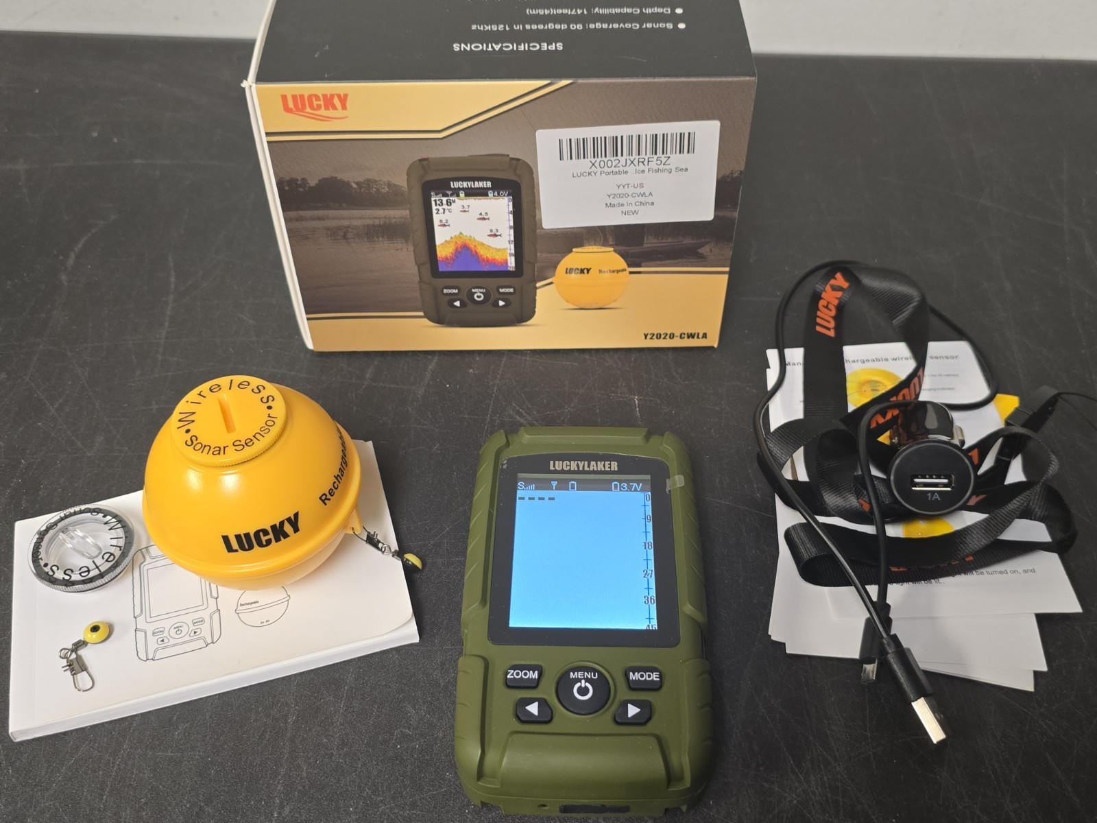 LUCKY LAKER Portable Sonar Fish Finder Boat Depth Reader Y2020-CWLA