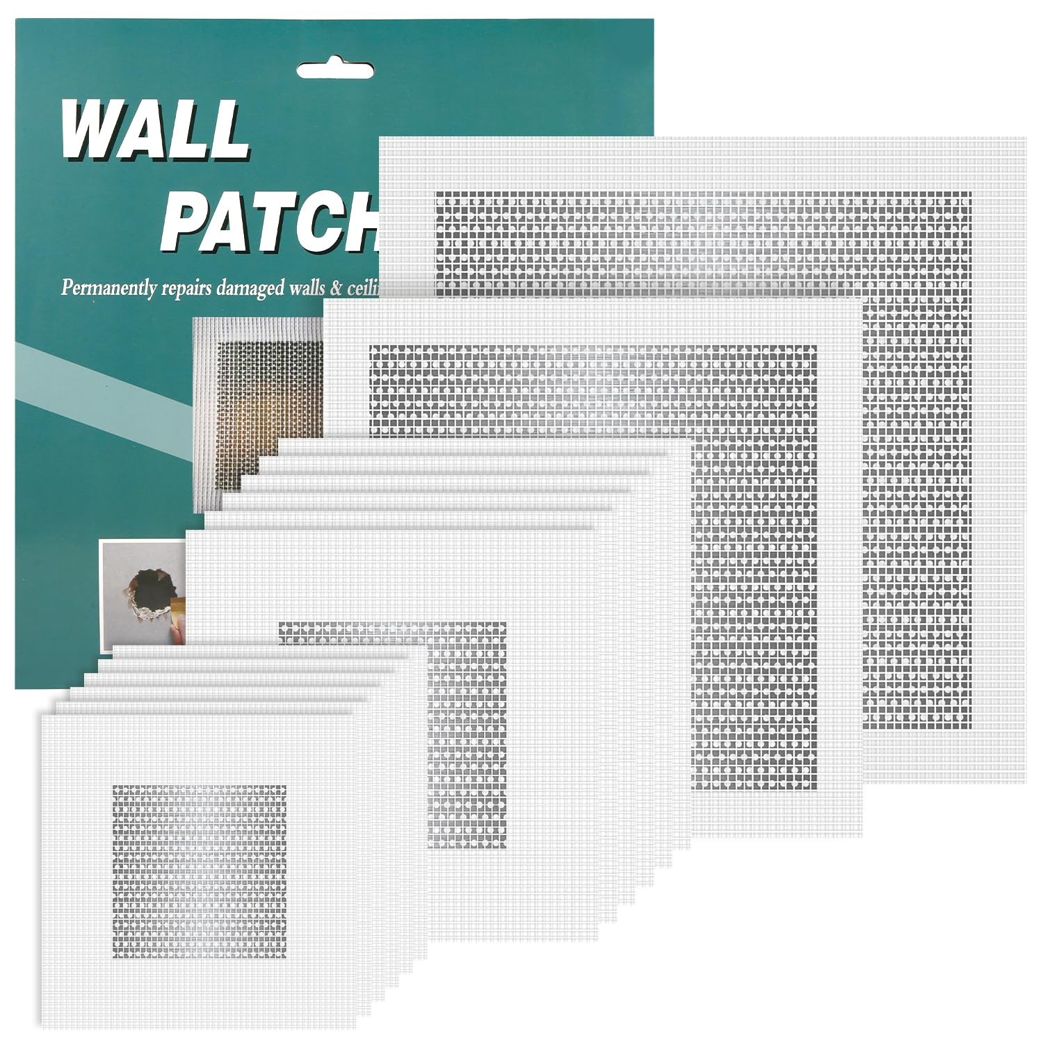 14pcs Drywall Repair Kits, 2/4/6/8 Inch Self Adhesive Fiberglass Mesh Dry...