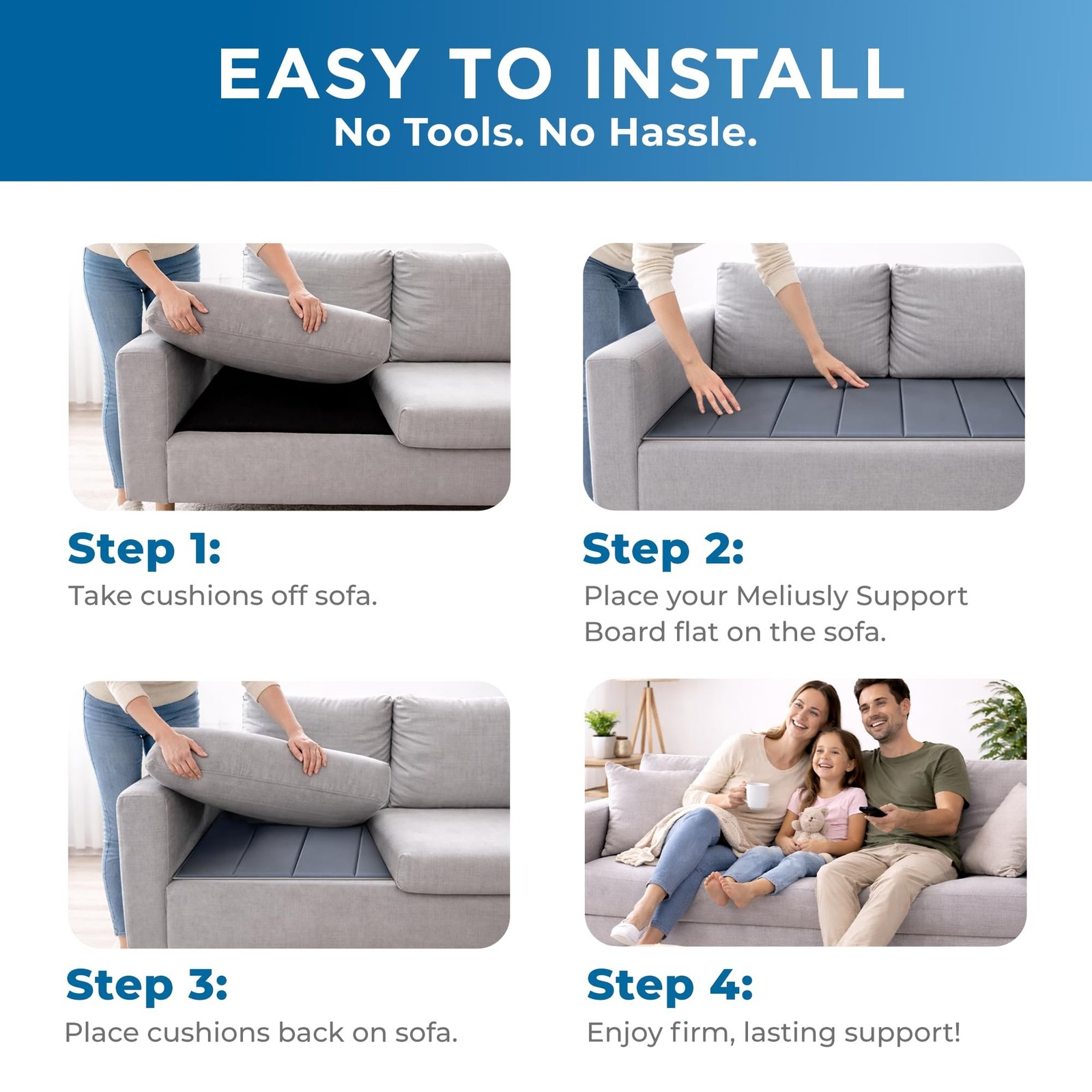Meliusly Heavy Duty Couch Cushion Support for Sagging Cushions (24x72) Reinfo...