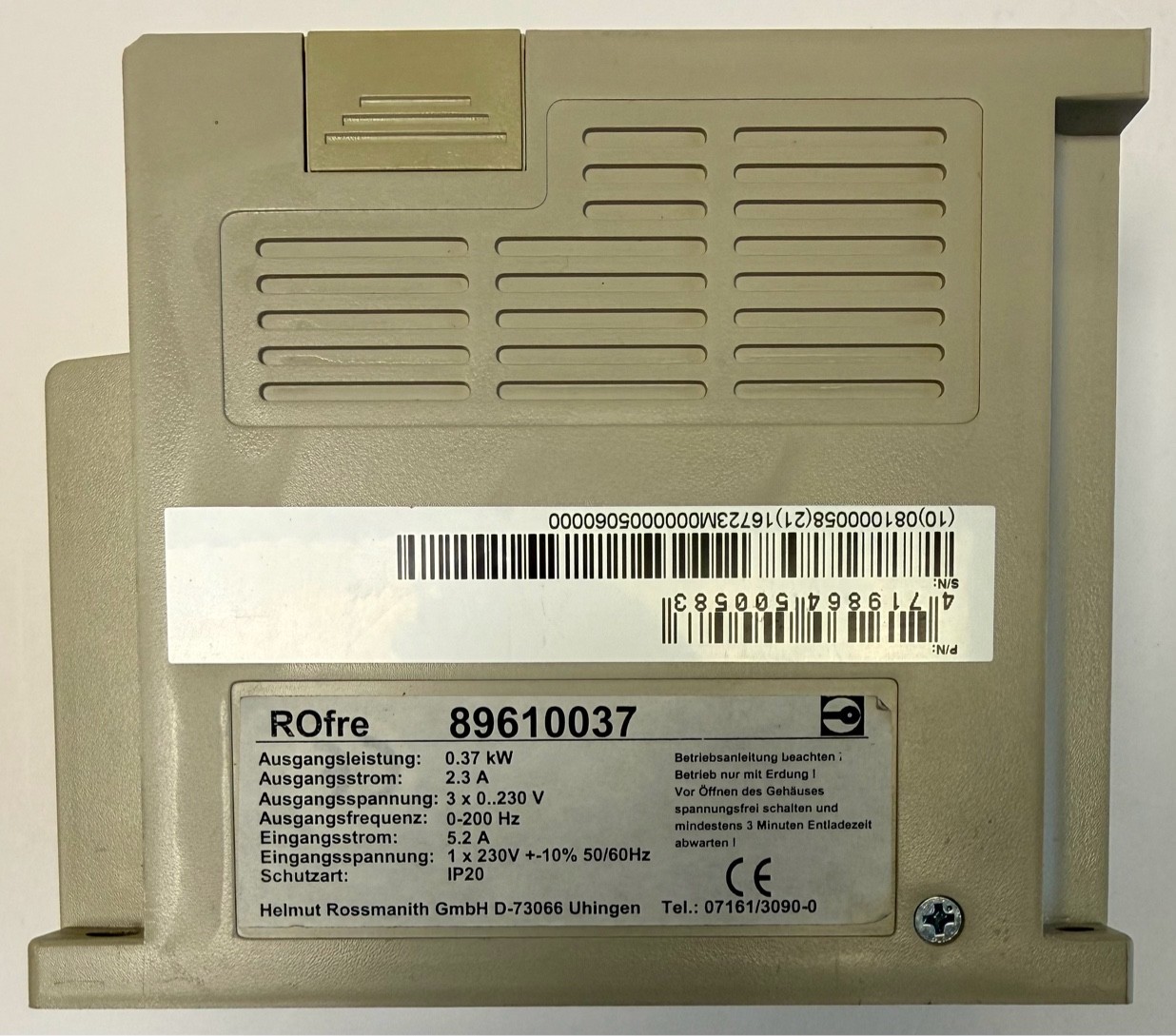 Rossmanith AC Inverter / ROfre - 896 / 0.37kW / 89610037
