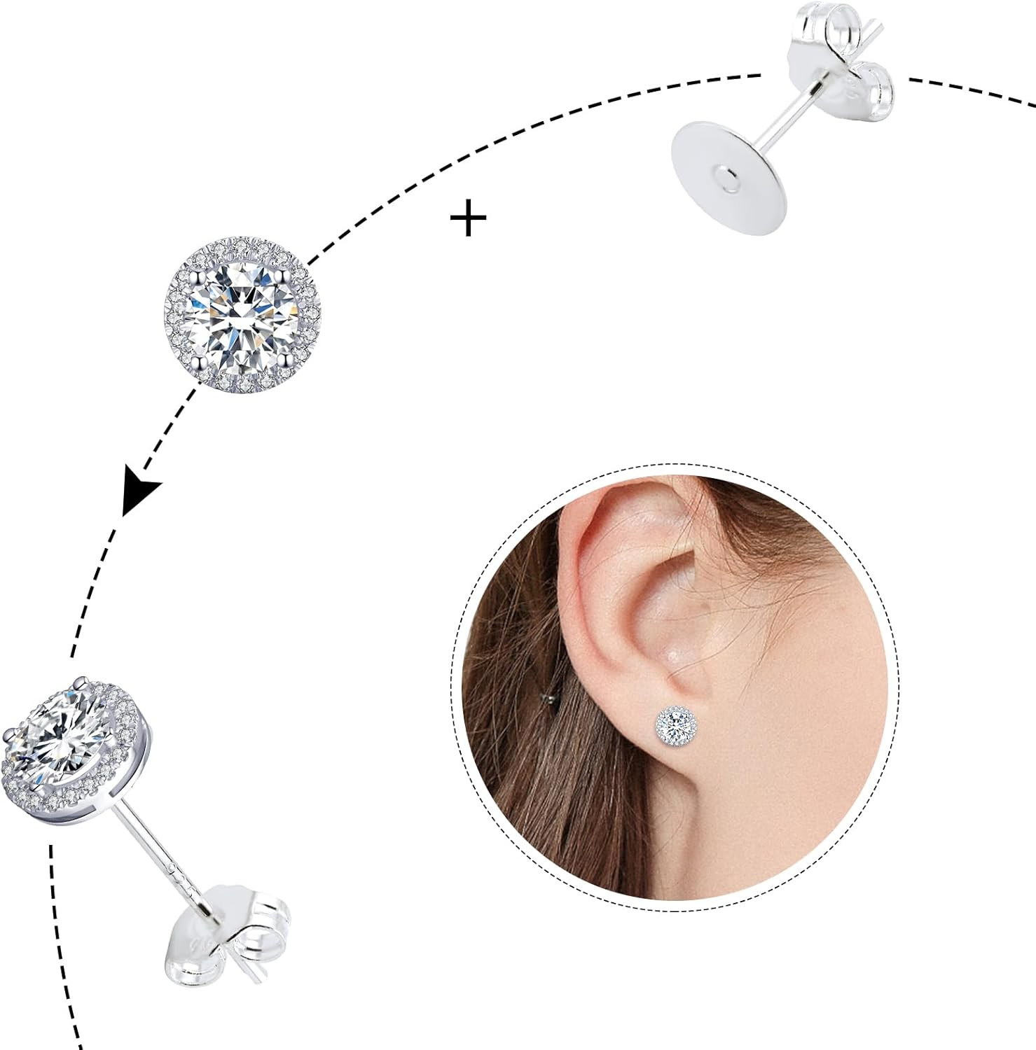 210Pcs Hypoallergenic Earring Backs & Posts - 925 Silver, Silver-Plated Coppe...