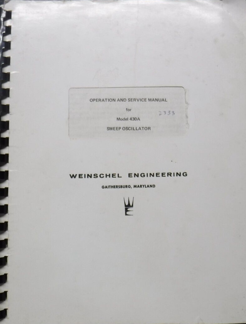 Weinschel Engineering  Model 430A Sweep Oscillator