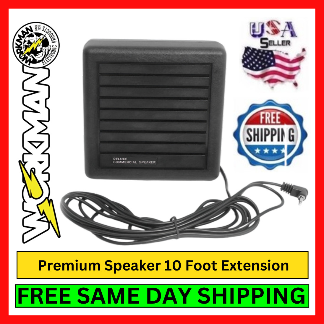CB External Speaker Workman 726 Loud Clear Audio for Ham CB Radio Truck 10' Cord