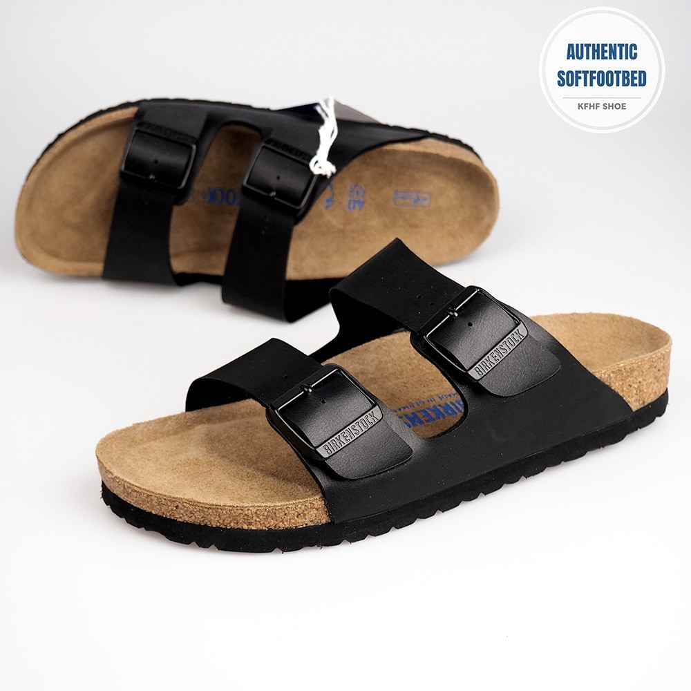 Free Shipping Birkenstock Arizona Birko-Flor Black Shoes Soft Footbed Sandals