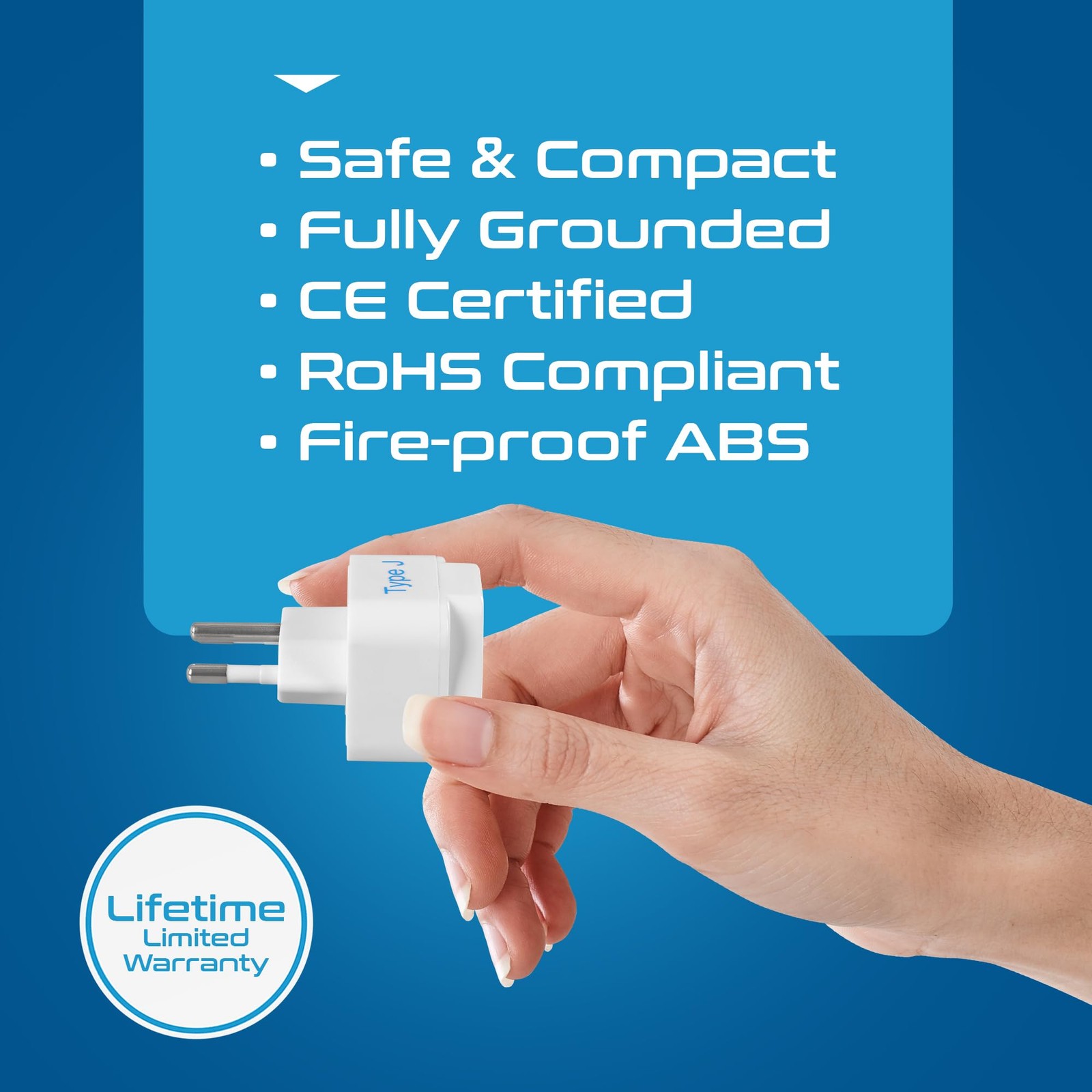 Switzerland Travel Plug Adapter (Type J) - 3 Pack [Grounded & Universal] (GP-...
