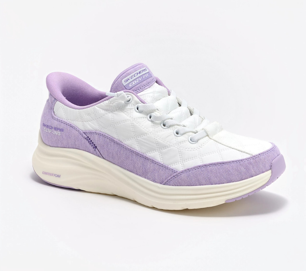 Skechers Slip-ins Contour Foam Sneakers – Cozy Fit White Lavender Women’s - NIB