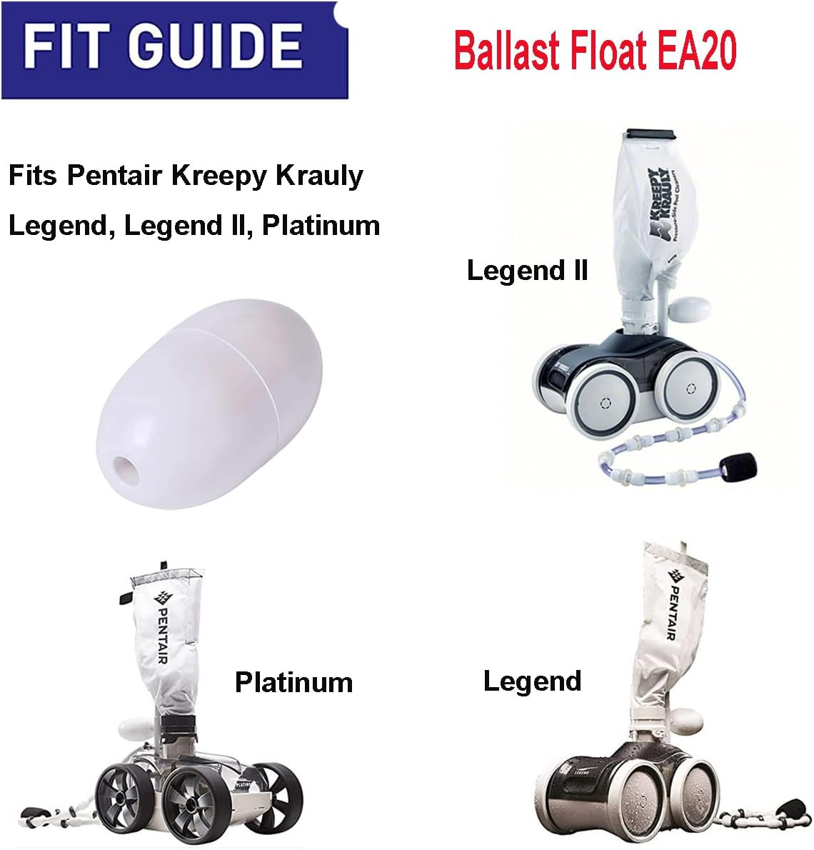 Pool Cleaner Head Float A20 / Ballast Float EA20 Replacement for Zodiac Polaris