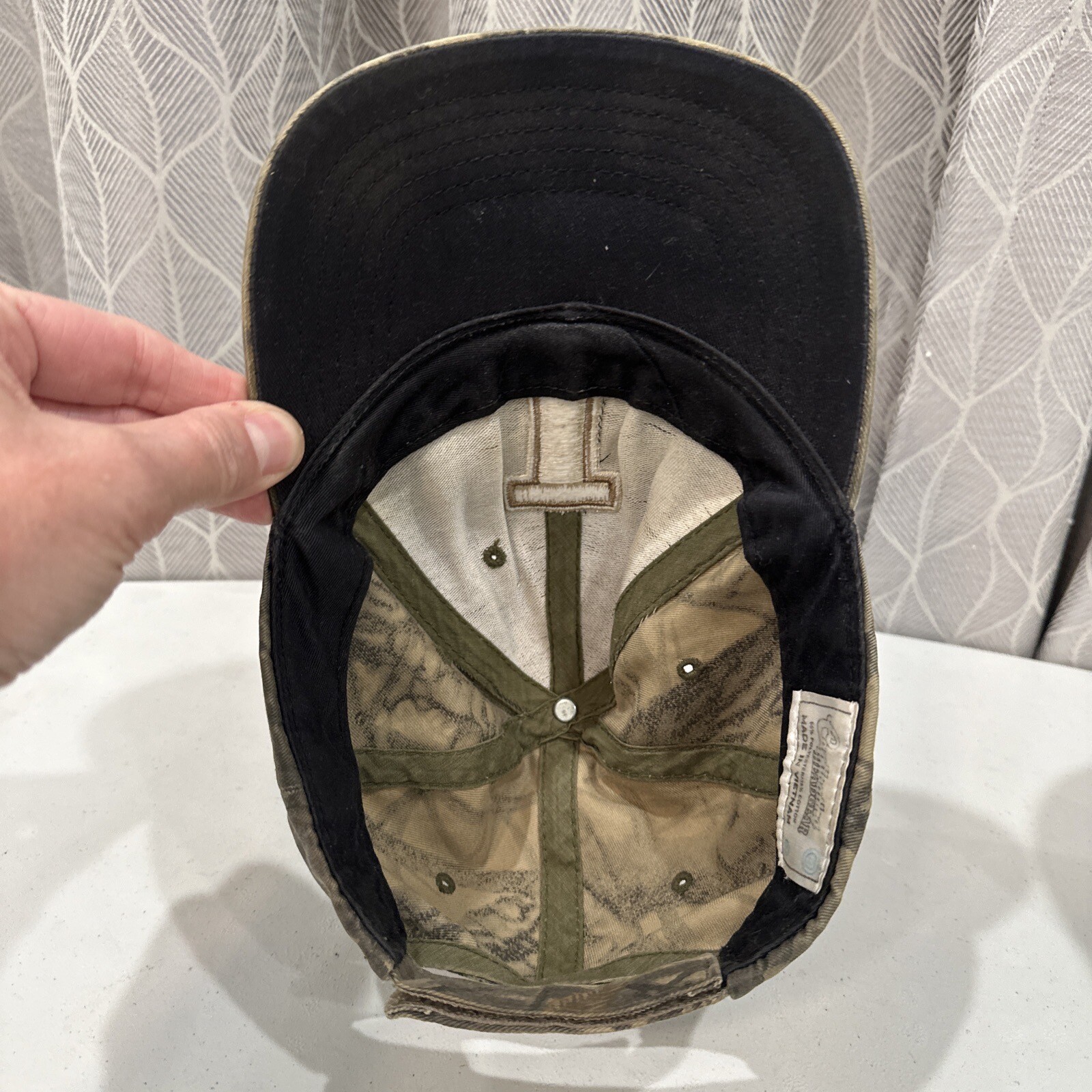 Illinois Capitol I Camouflage Tan Hat Cap. Hook Loop Well Worn