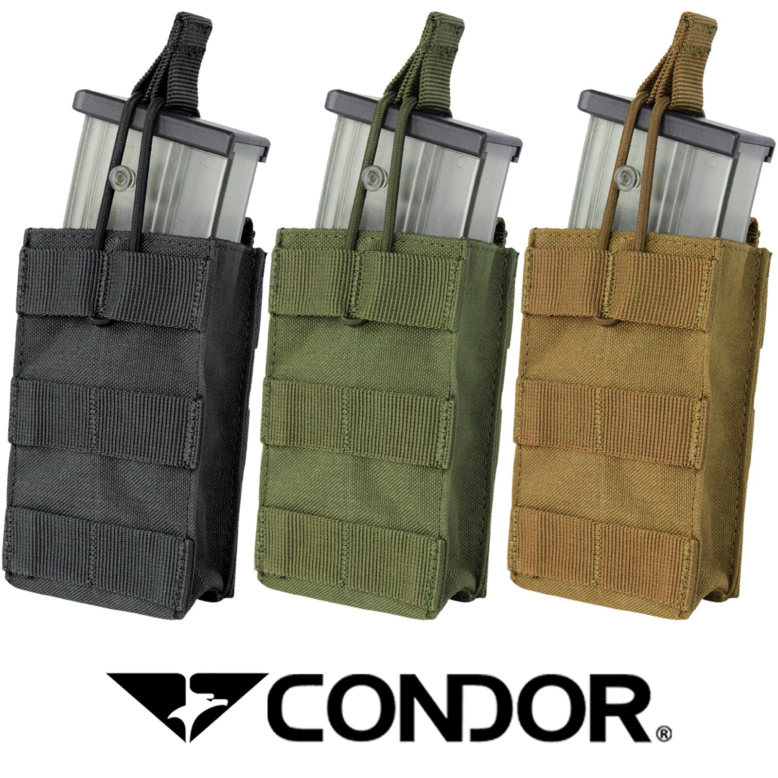Condor 191129 Tactical MOLLE Single Open Top Bungee Rifle Magazine Mag Pouch
