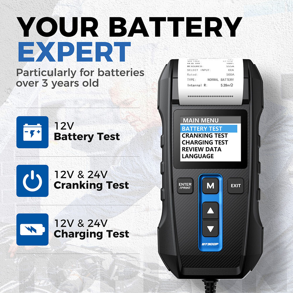 12V Car Battery Tester w/ Printer Load Cranking Test Auto Digital Analyzer