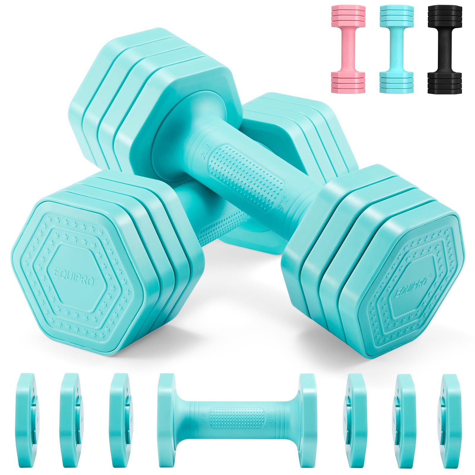 Equipro Adjustable Dumbbell Set 4 In 1 Weights For Women At Home Hand Weights