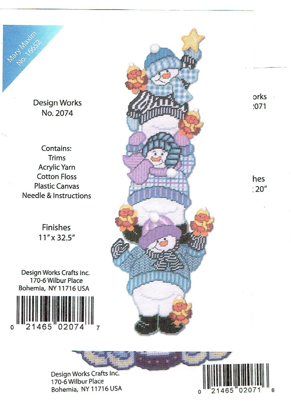 SNOWMAN PILE UP WALL HANGING   plastic canvas  PATTERN (#TF0596)