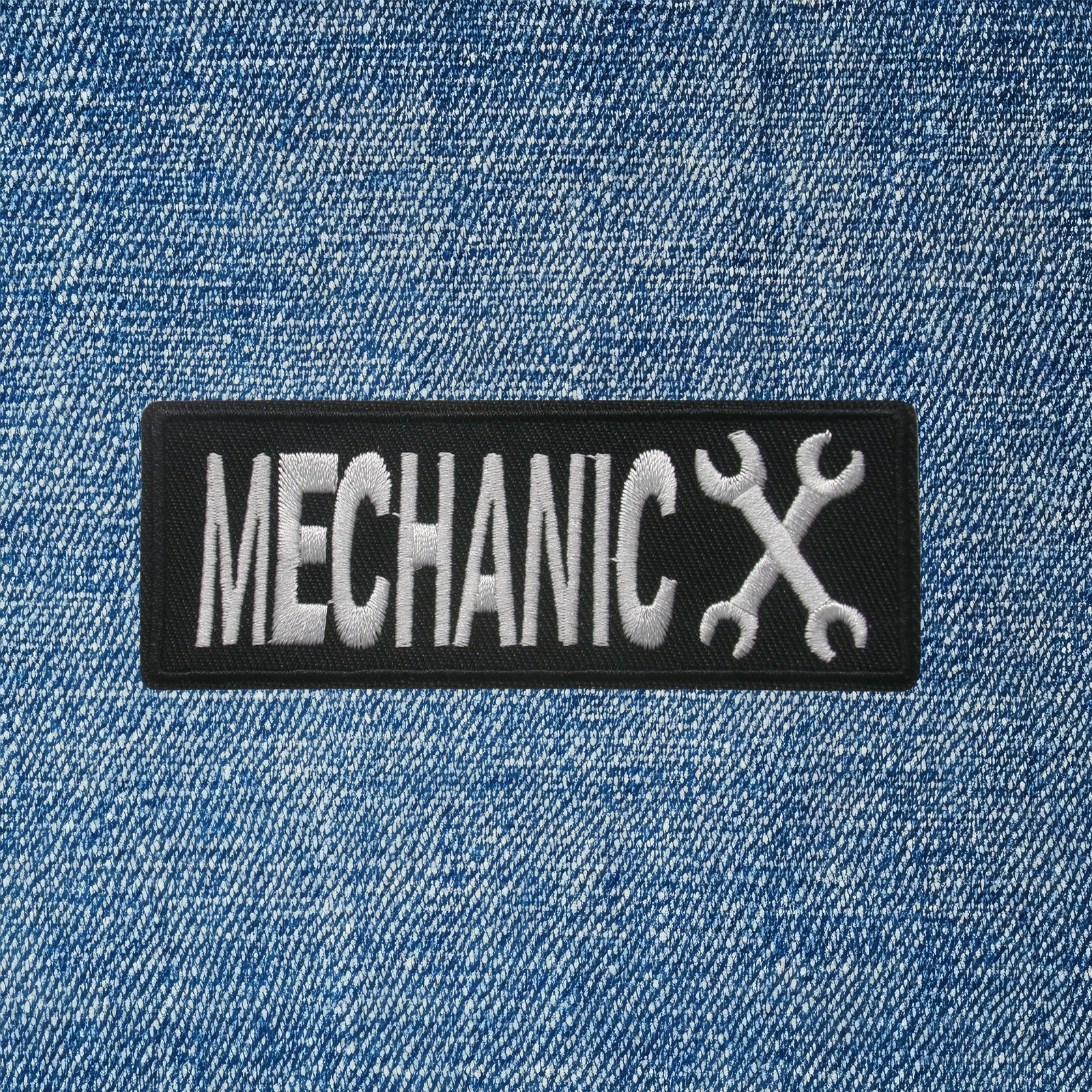 Mechanic Patch Iron-On Sew-On Embroidered Badge for Work Shirt Jacket Vest