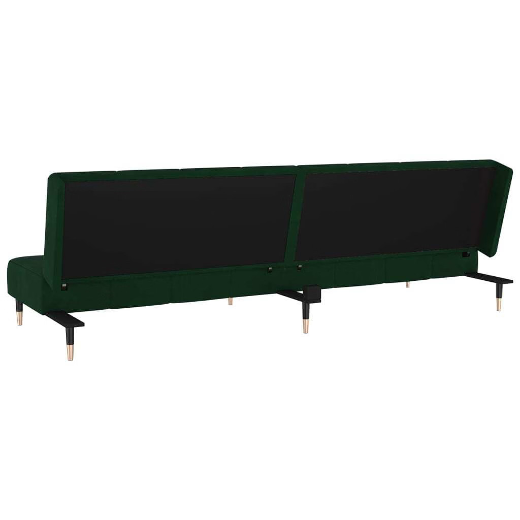 Sofa Bed Dark Green Velvet, Wood, Metal Standard