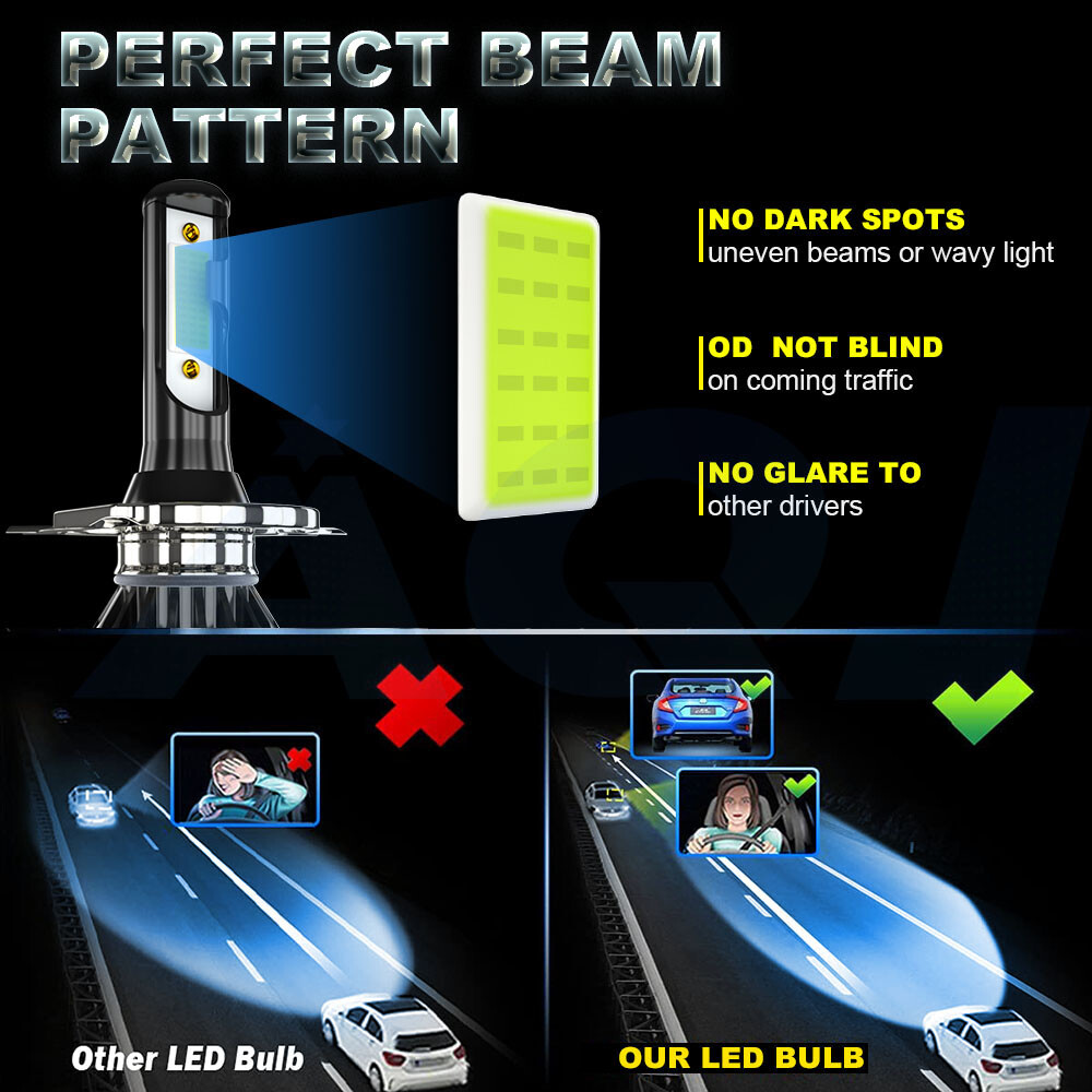 H4/9003 LED Headlight Conversion Kit High/Low Beam 8000K Ice Blue Light Bulbs