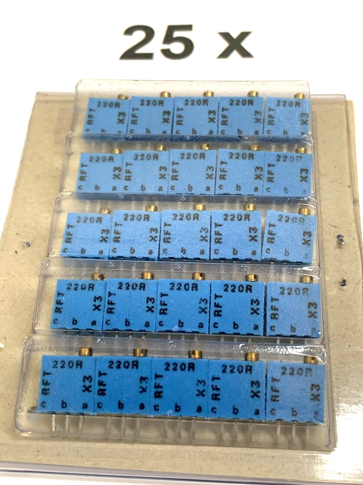 220Ω, Spindle Trimmer, 20%, 0.5W, 18 Speed, 220R, RM2.54, RFT 513.59, 10 Pack