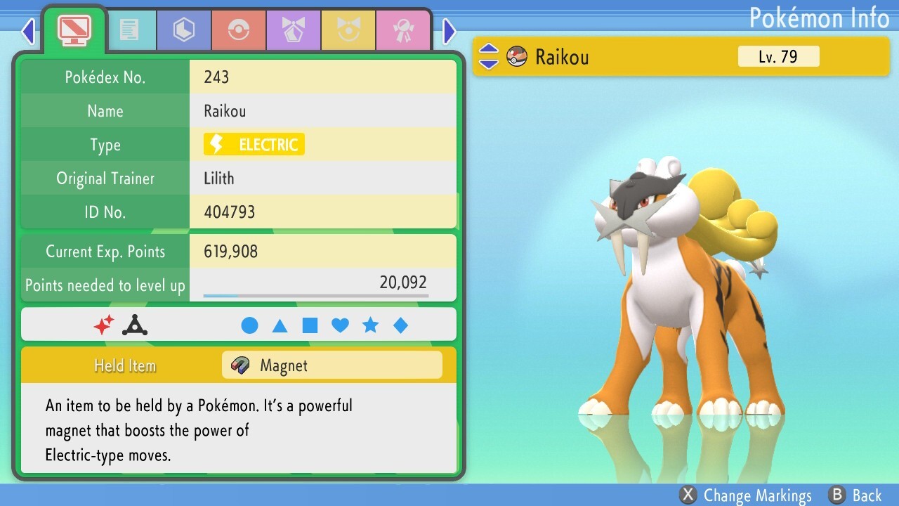 Pokémon: BD/SP 6IV Shiny Raikou ✨Pokemon ✨