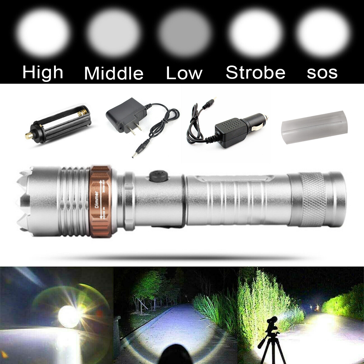 Rechargeable 950,000 Lumens Tactical LED Flashlight - Super Bright Work Light