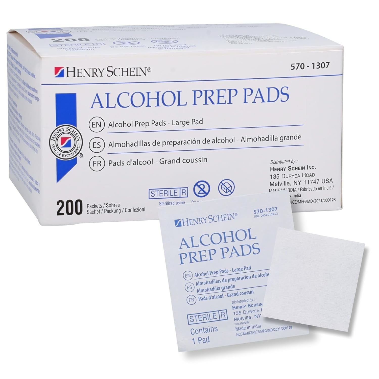 Henry Schein Large Alcohol Prep Pads - 70% Isopropyl Alcohol Wipes