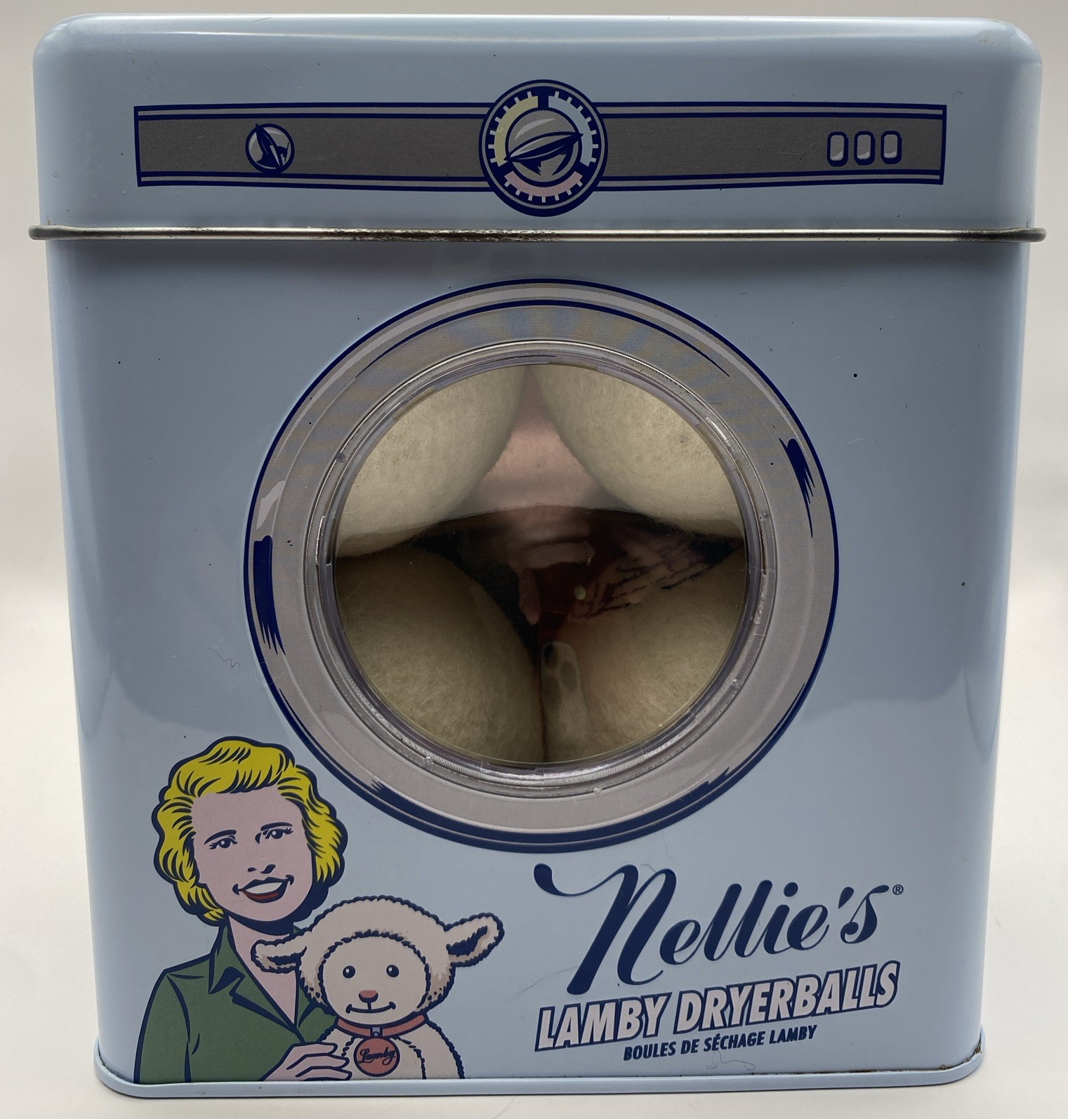 Nellie's Lamby Wool Dryerballs Pack of 4 - Tin Coin Bank - Pure New Zealand Wool