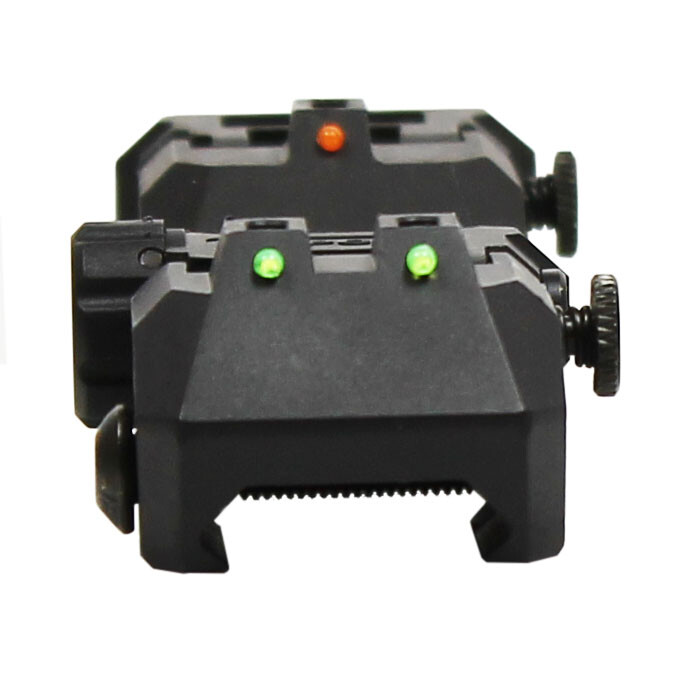 Foldable Iron Sights Flip-up Front and Rear Sight Fiber Optics Dual Aiming Mode