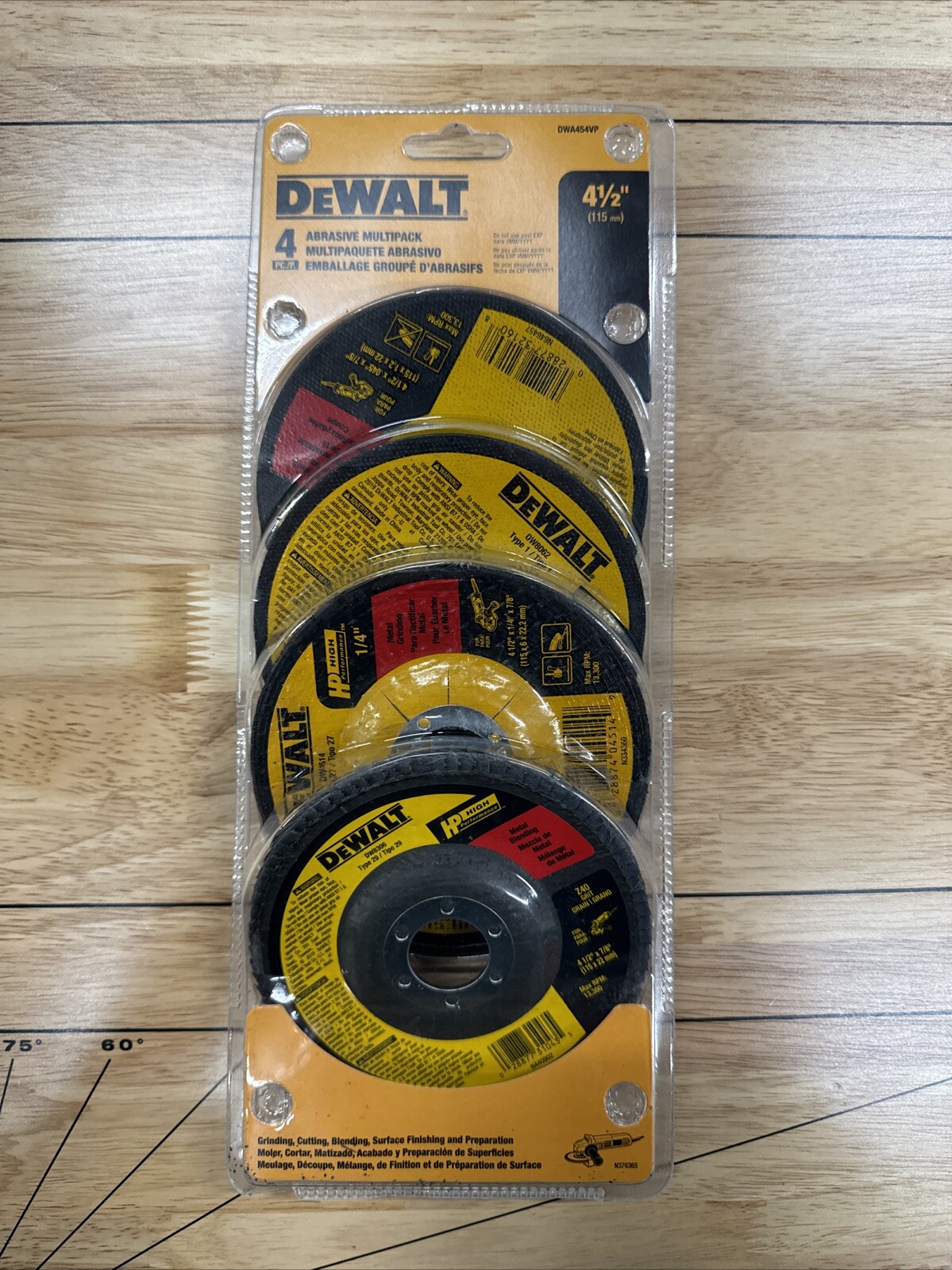 DeWalt 4pc. Abrasive Multipack 4-1/2" DWA454VP Brand New