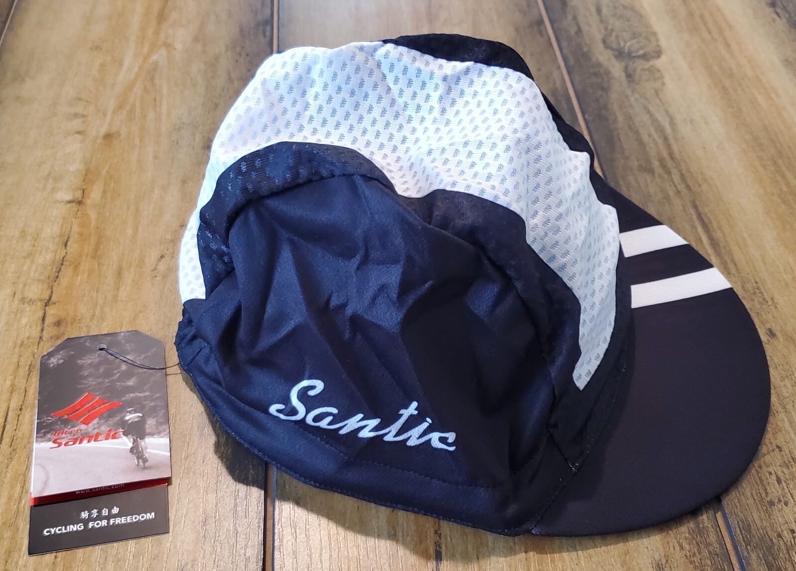 Santic Helmet Liner Cap Breathable Sweat Absorbent Black/White One Size NWT