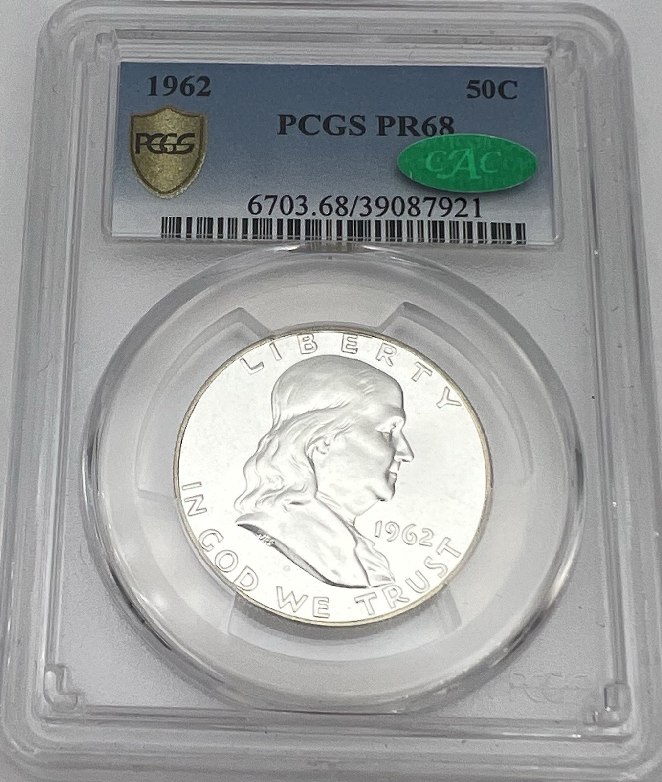 1962 Franklin Half Dollar Proof PCGS CAC PR68 PF 68 Great Coin!