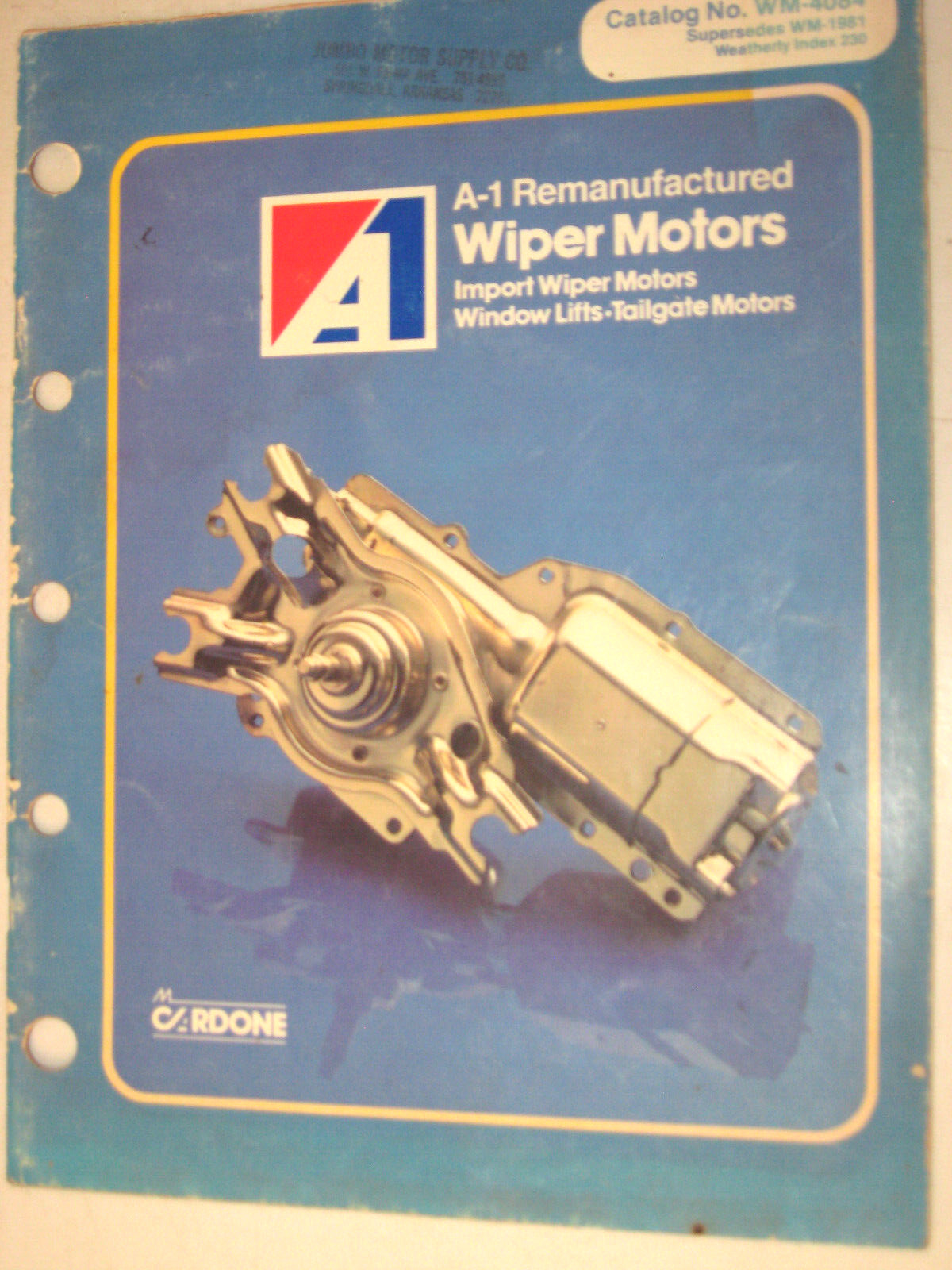 1984 Cardone A-1 Remanufactured Wiper Motors & more Catalog, 28 pages, # WM-4084
