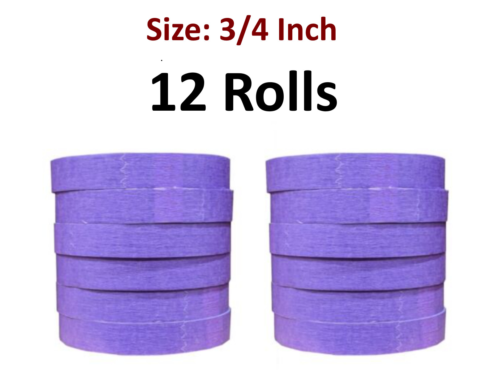 Professional Grade 3/4 "  Masking Tape - Competes with 3M 6652 Yellow - 12 Rolls