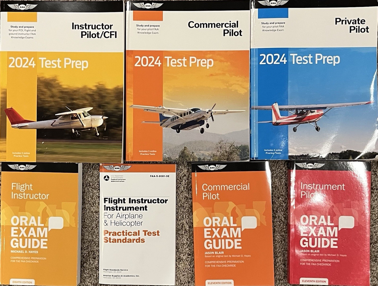 ASA FAA Test Prep Lot - CFI Commercial Private Instrument Oral Exam Guides