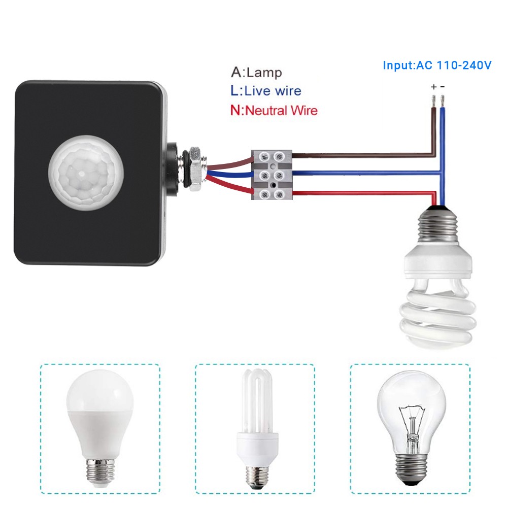 Black PIR Switch Infrared Motion Lighting Sensor Detector Wall Pavement Switch❀