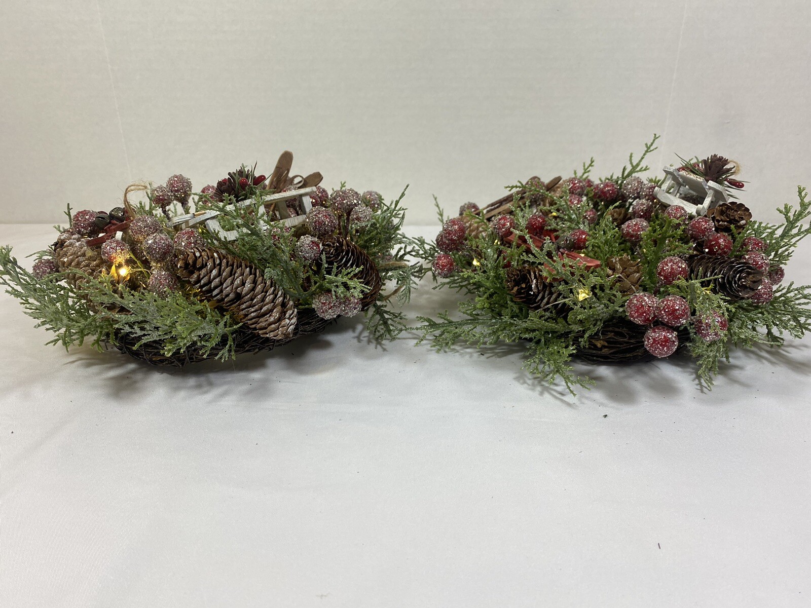Set Of 2 Pottery Barn Snow Play Lot Candle Rings; 3.5” Candle Opening