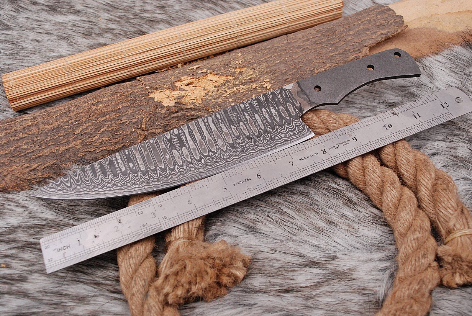 Damascus steel chef knife blank