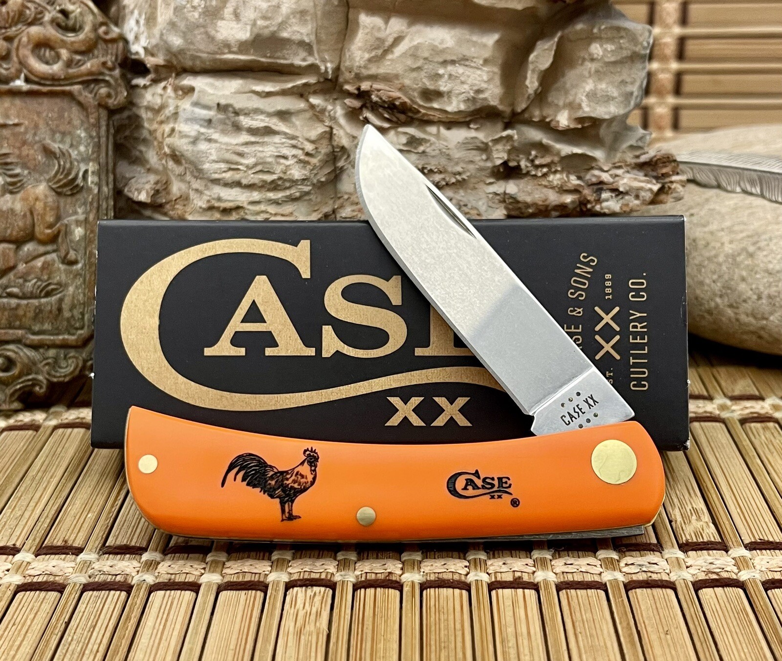 Case XX USA Smooth Orange ROOSTER Stainless Sod Buster Jr Pocket Knife
