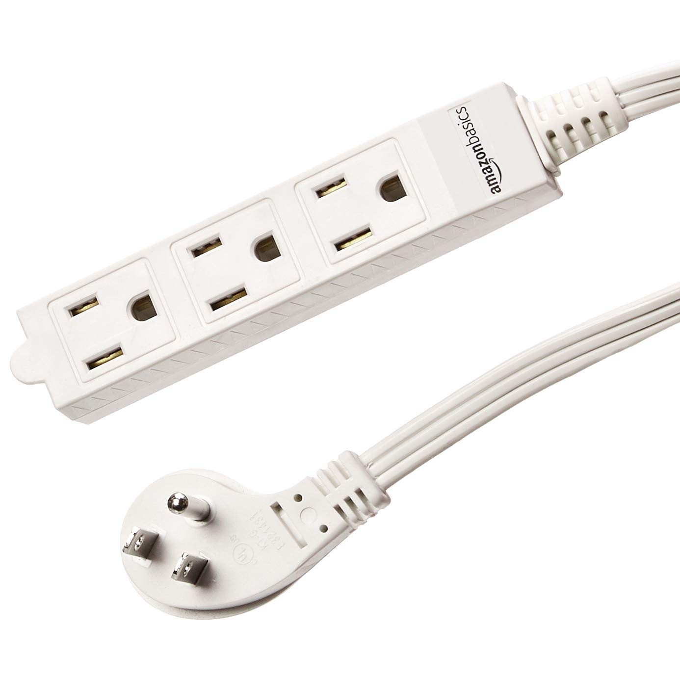 Home Office Setup 3 Outlet Power Strip - Flat Plug 3ft White 2 Pack