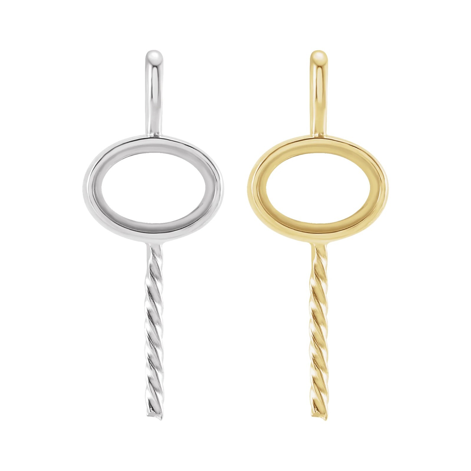 14K Solid Gold 7x5 mm Oval Dangle for 10 mm Pearl