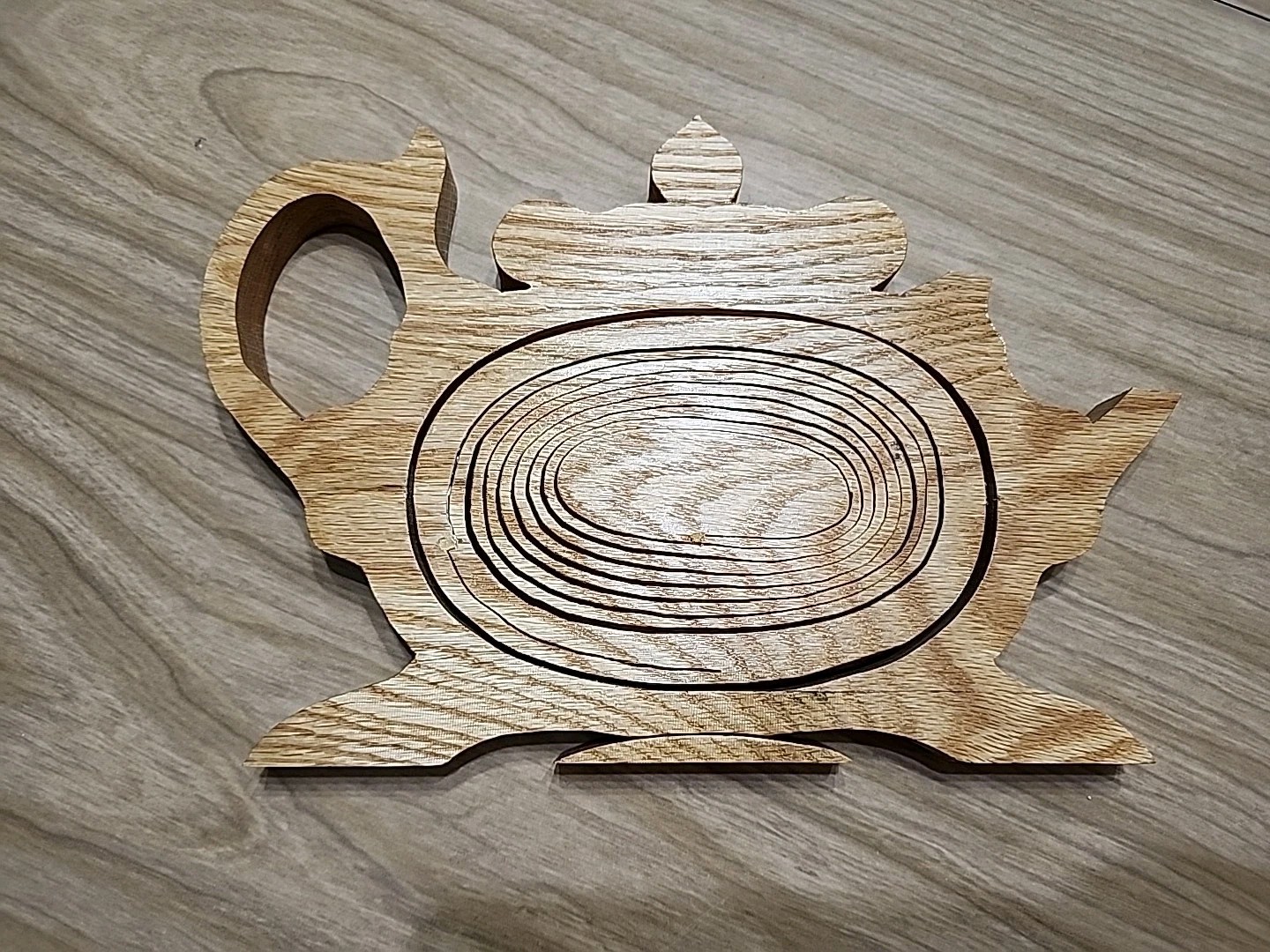 Handmade Wooden Collapsible Bowl Basket Shaped Like Teapot 10x7x.75