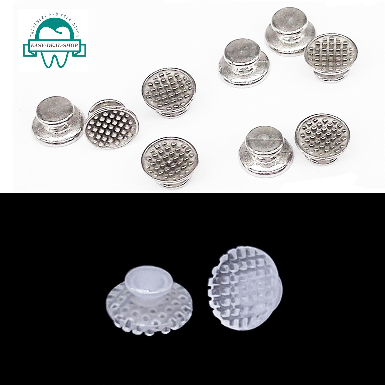 10Pcs Dental Orthodontic Lingual Buttons Bondable Round Base Metal / Ceramic