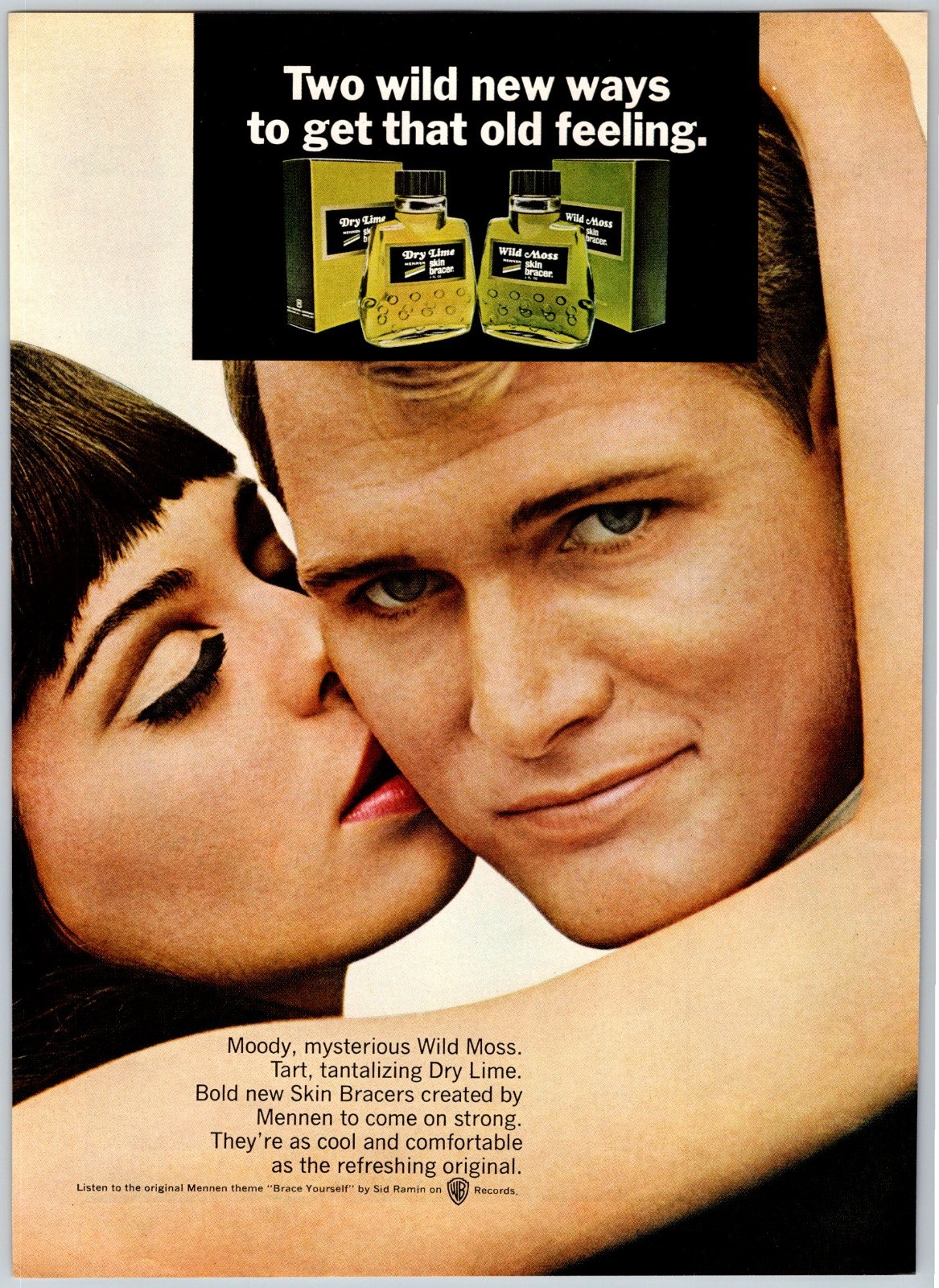 1967 COUPLE  MENNAN DRY LIME / WILD MOSS Vintage 8"X11" Magazine Ad 1960's HTN44