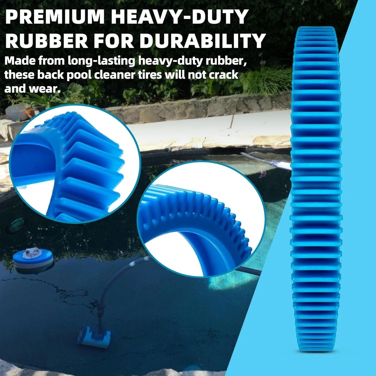 2-Pack Back Tires Replacement for Pool Cleaner – Compatible with Hayward Poolver