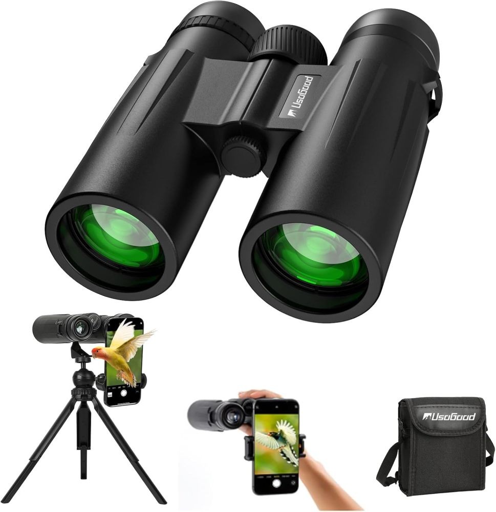usogood 12x50 HD Binoculars with Included Tripod for Stable Viewing, Easy Focus
