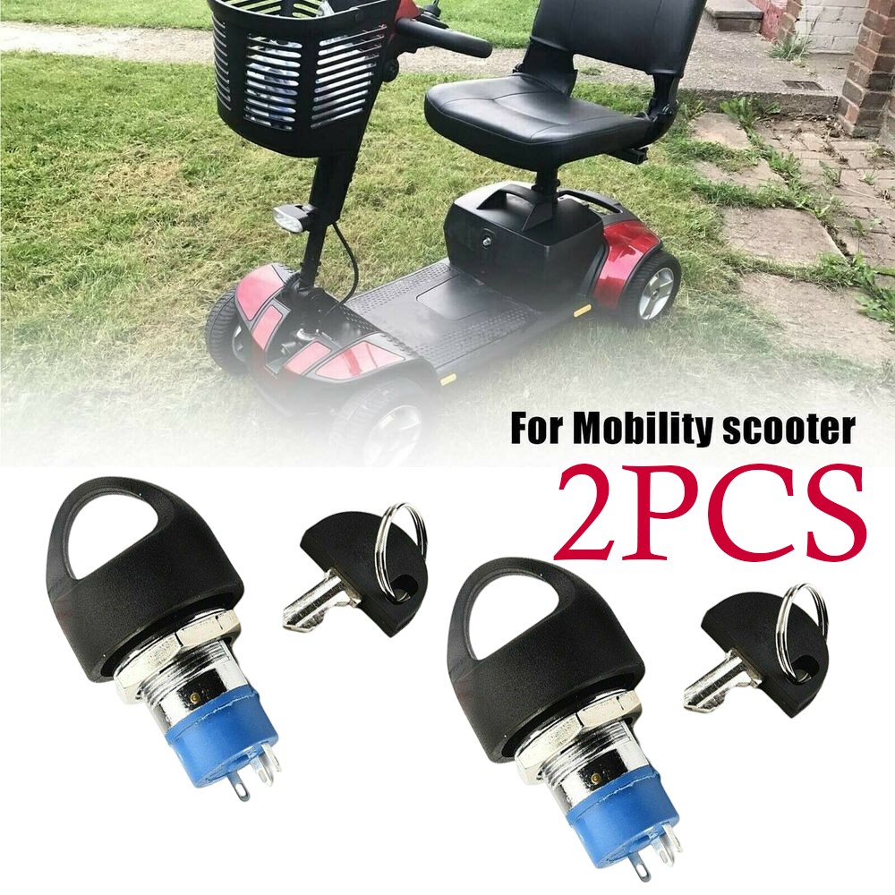 2pcs Mobility Scooter Ignition Switch for Pride with 2 Keys Replacement Lock A