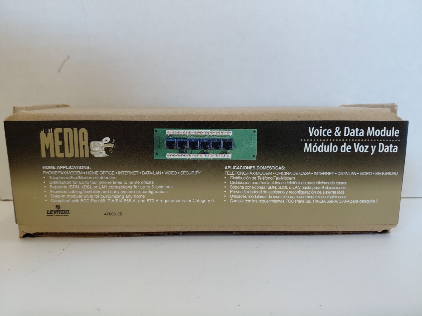 6 Port Cat5 Voice and Data Module for Structured Media Cabling Solutions NIB