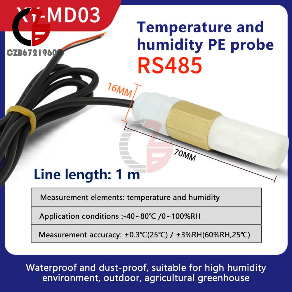 DC 5V-28V RS485 Modbus Waterproof Probe Temperature and Humidity Sensor Probe