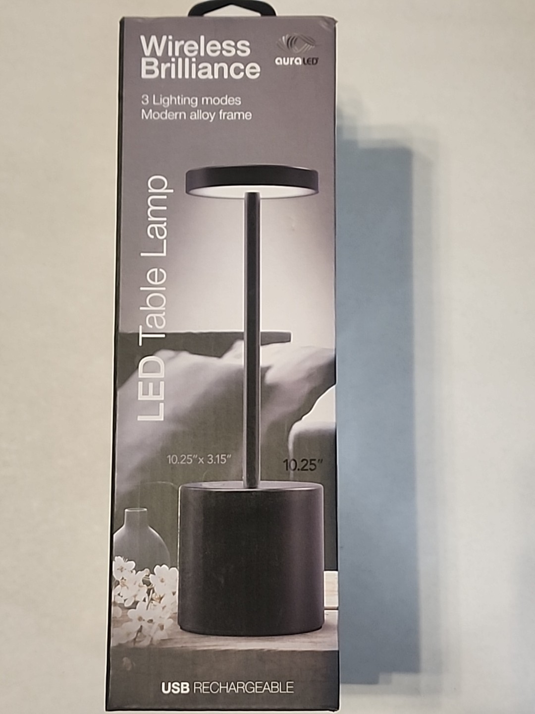 Black Table Lamp Touch Control Portable Aura LED Wireless Brilliance. New Sealed