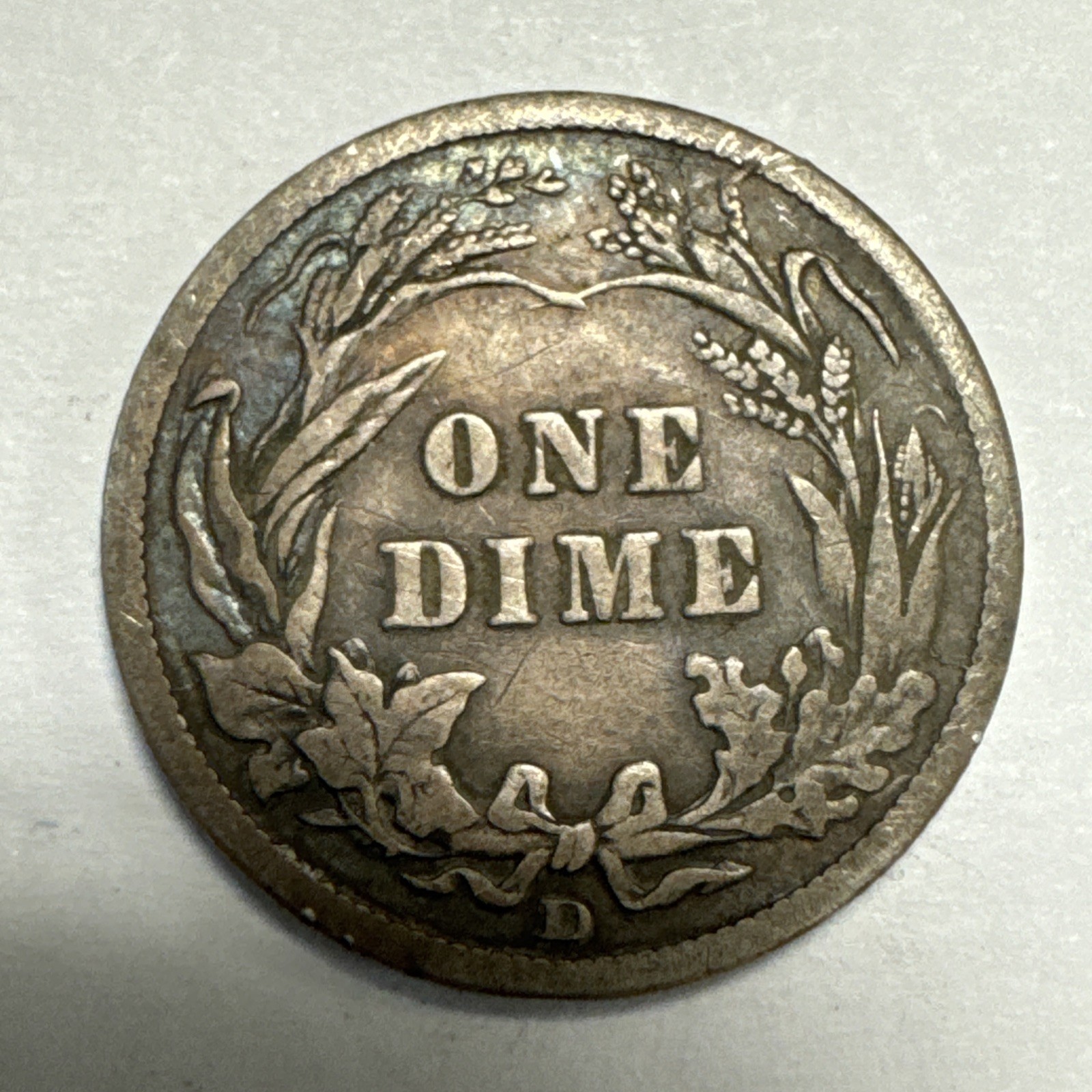 1911-D Barber Silver Dime VF Details Scratched