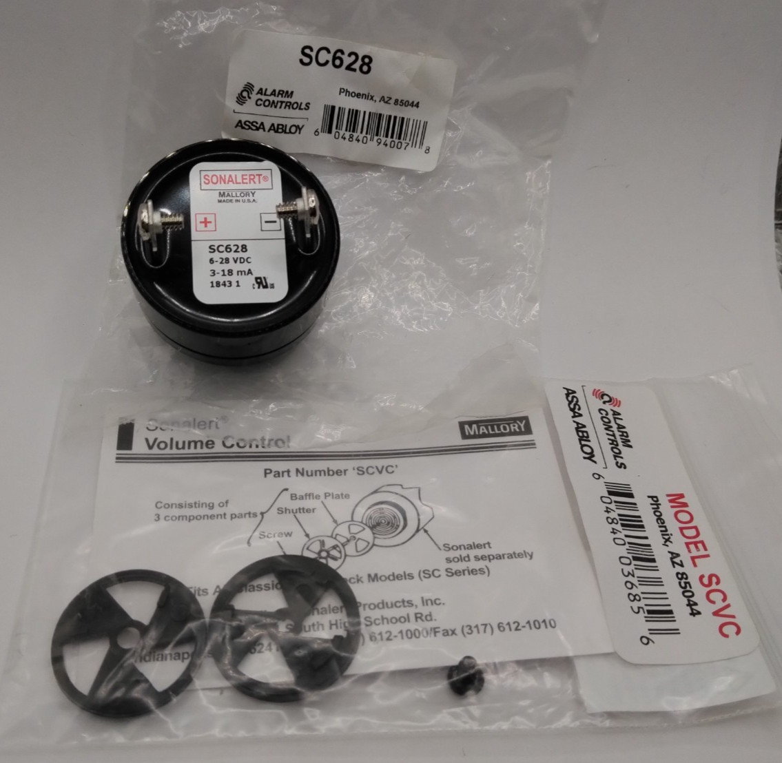 SONALERT Mallory SC628 6-28 VDC Audible Signal Transducer with Volume Control