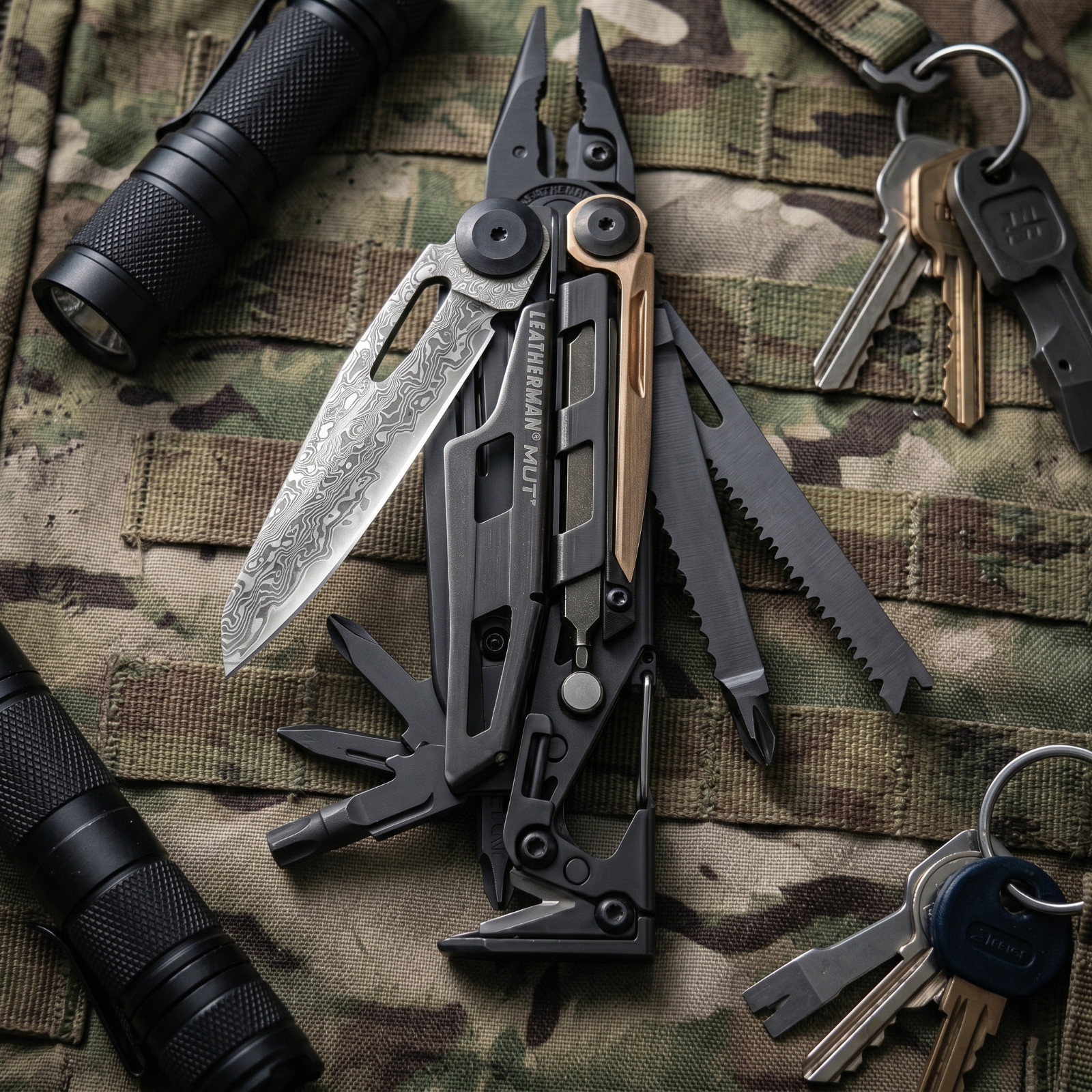 VG10 Damascus Replacement Blade for Leatherman MUT Multitool 92mm